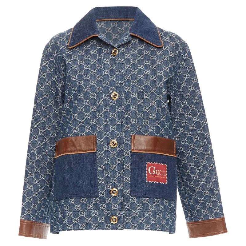 women's cozy coats -Gucci Epilogue Washed Organic Denim GG Monogram Coat