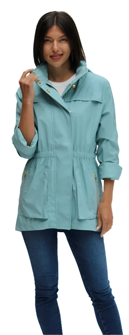 women's coat dresses -Rain coat  Wind breaker Water Proof   ETHER  BLUE/GREEN    Kasia