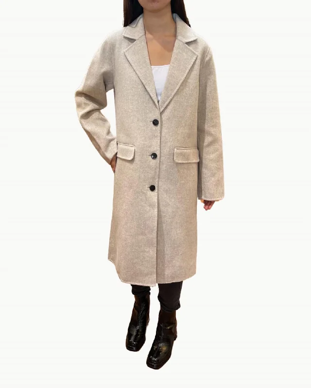 cropped jackets for women -Ville Woven Coat In Natural