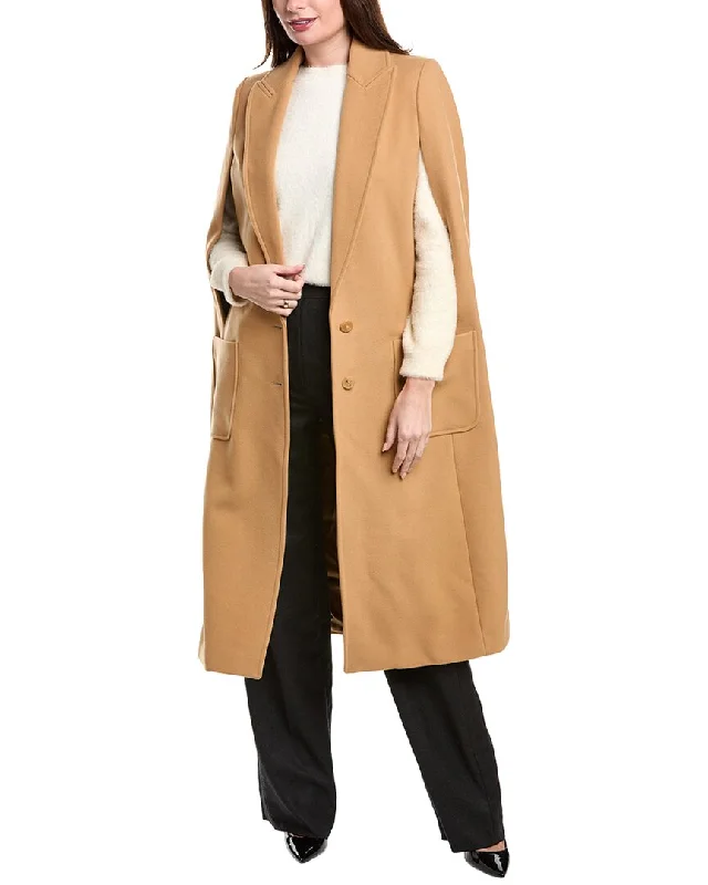 women's sleek leather coats -Michael Kors Collection Melton Wool Cape Coat