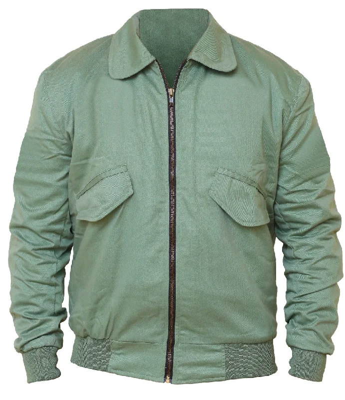 women's sleek leather coats -Men Jordan Green Cotton Jacket