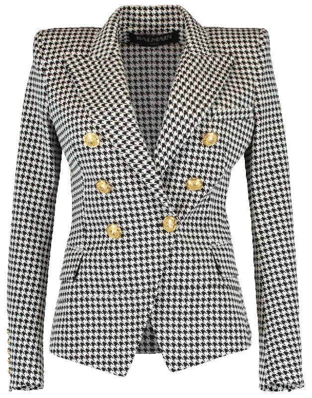 long sleeve jackets for women -Houndstooth Jacket