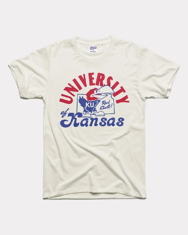 women's velvet blouses -University of Kansas Outline White T-Shirt