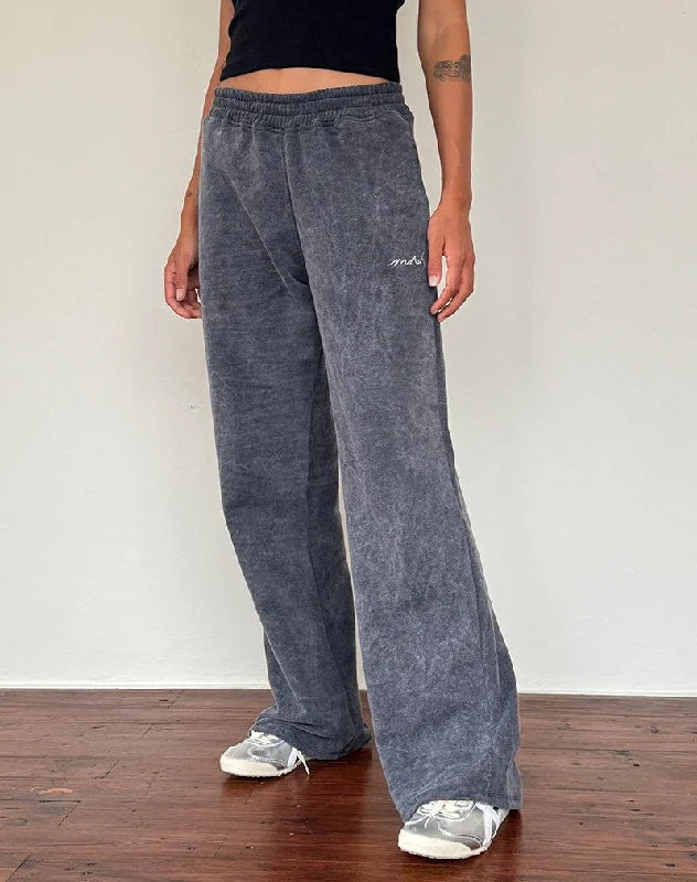 dress pants for women -Loose Jogger in Black Wash with Off White 'MOTEL' Embroidery