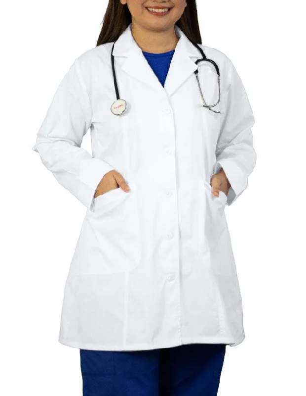 women's checked coats -Heedfit Women's Two Pocket 35 Inches White Medical Lab Coat