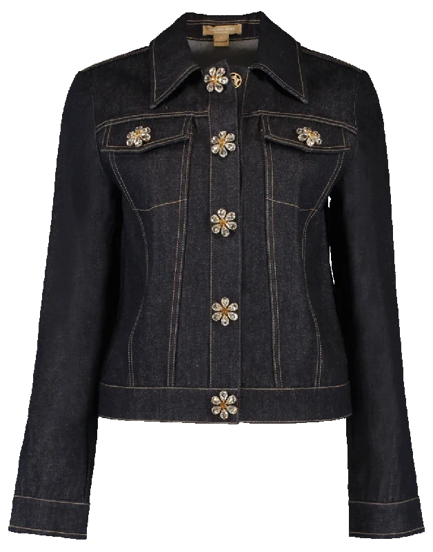 women's down jackets -Jewel Button Jacket