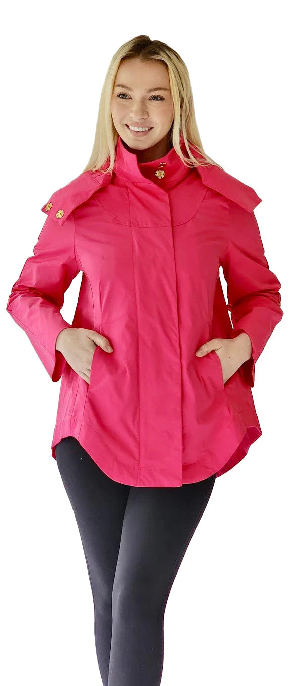 ladies' suede jackets -Rain coat, Wind breaker water resistant -  HOT PINK  Savina