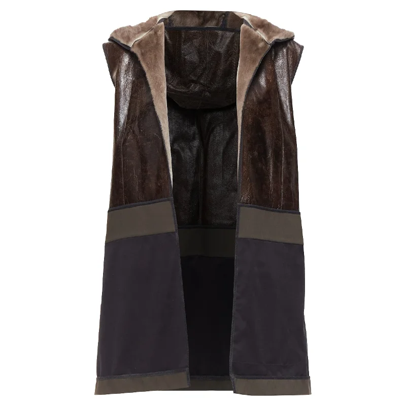 modern blazers for ladies -Marni Mink Gilet Reversible Textured Fur Hooded Vest