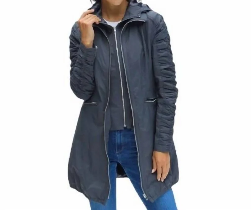 lightweight quilted coats for women -Elena Full Length Jacket In Charcoal