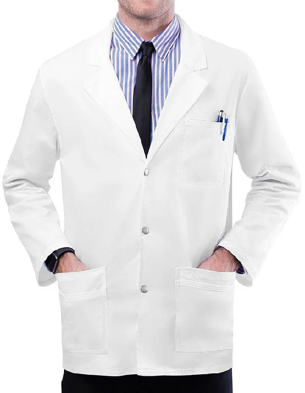 women's anorak coats -ADAR Pop-Stretch Men's 31 Inches Snap Front Lab Coat