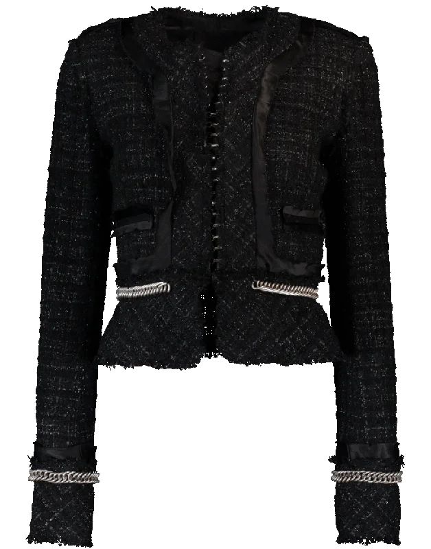 women's cape coats -Deconstructed Tweed Jacket