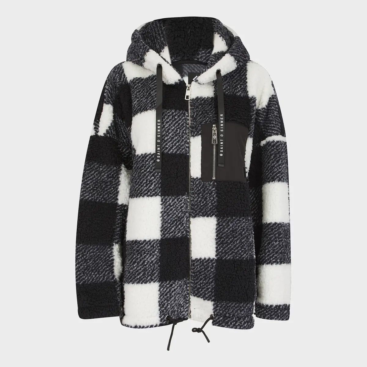 plaid coats for women -Saint and Sinner Ladies Checked Zip Fleece