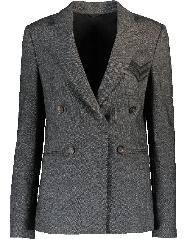 women's leather jackets -Tweed Jacket With Monili Chevron Pocket