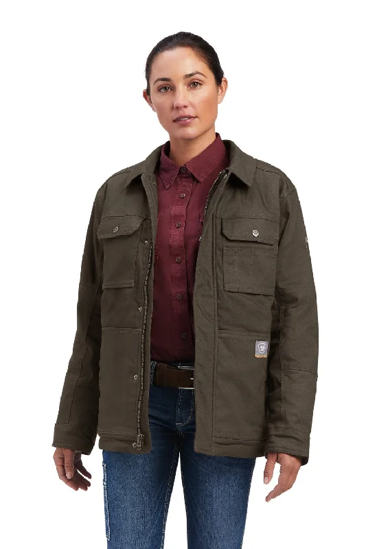 ladies' quilted jackets -Ariat Rebar Womens DuraCanvas Sherpa-Lined Jacket