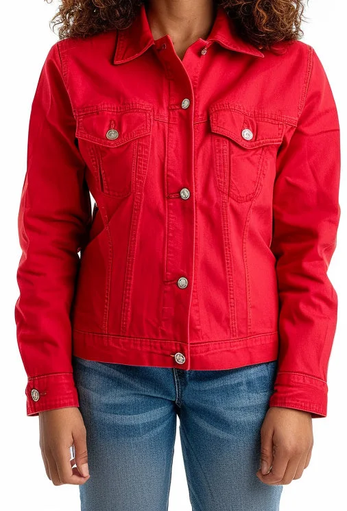 sporty jackets for women -Julia Red Cotton Jacket