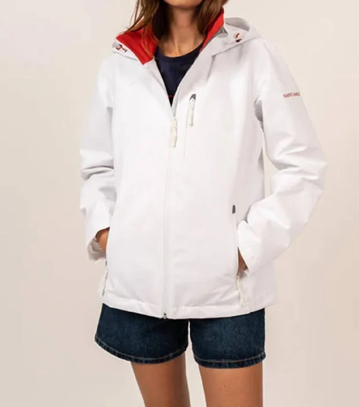 cropped jackets for women -Ste Donna Rainjacket In White/orange