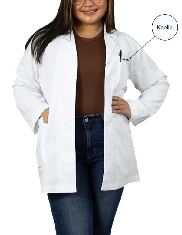 ladies' parka coats -Free Embroidery Heedfit 31 Inches Three Pockets Lab Coat For Unisex