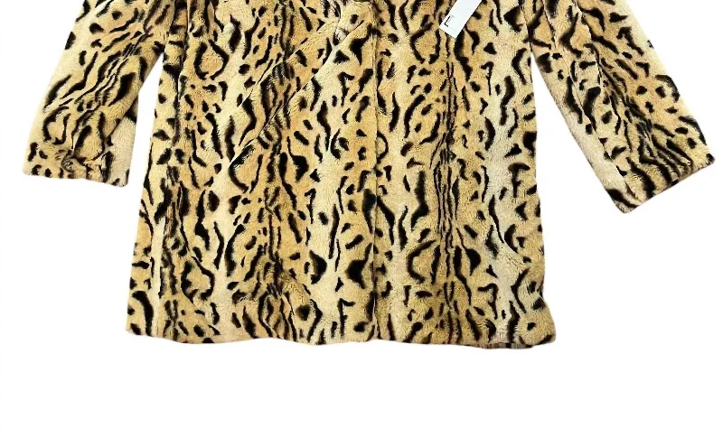 wool blend coats for women -Women's Faux Fur Coat Jacket In Tiger