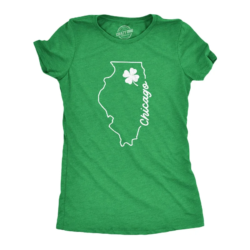 off shoulder tops for ladies -Chicago Illinois Saint Patrick's Women's T Shirt