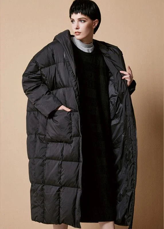 ladies' quilted jackets -DIY Black zippered Pockets Thick Winter Duck Down Coat