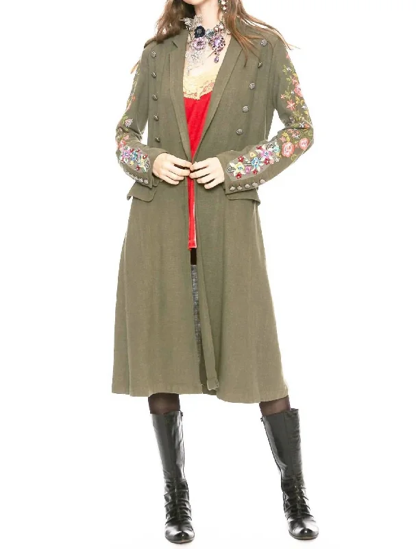 ladies' suede jackets -Cherish Coat In Army