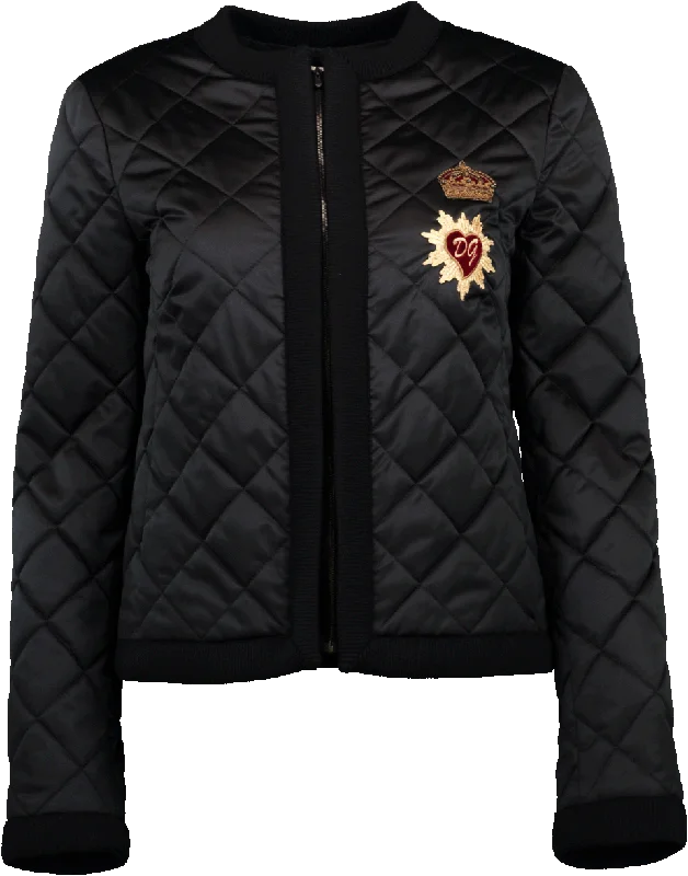 elegant double-breasted jackets for women -Quilted Satin Cropped Jacket