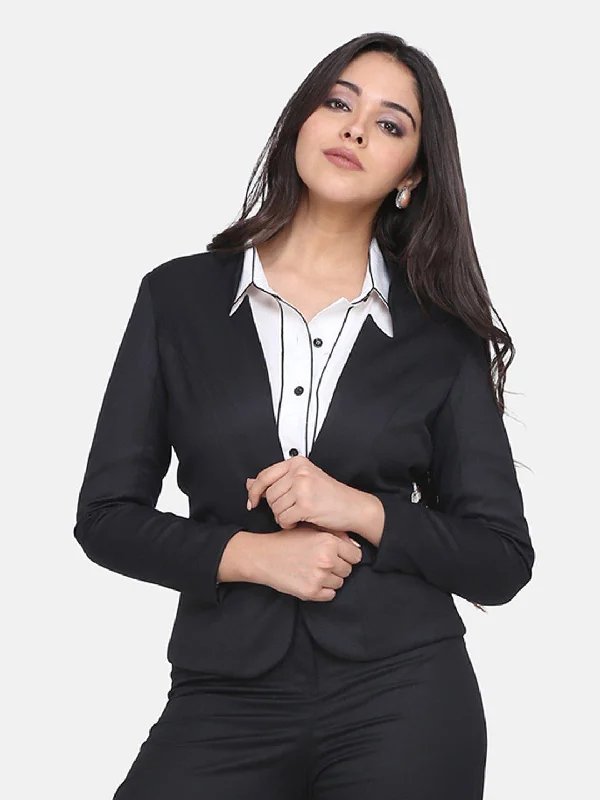 women's thermal jackets -Front Open Jacket - Black