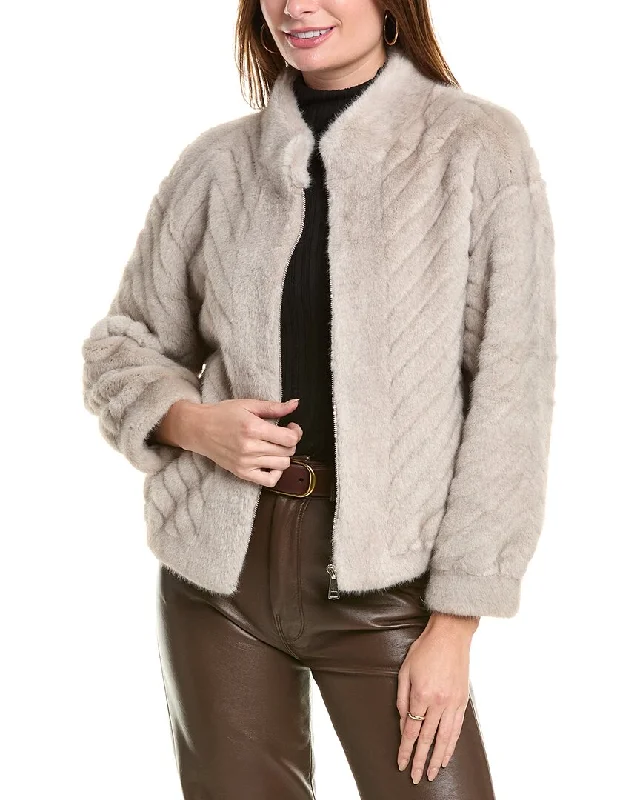 cropped jackets for women -La Fiorentina Mink Jacket