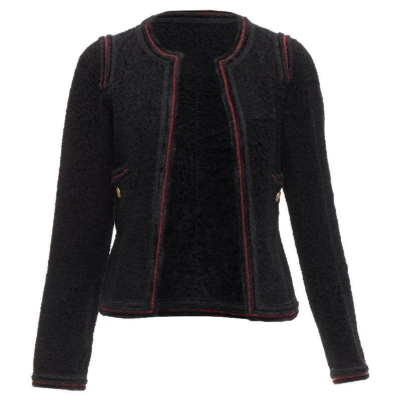 fashion jackets for women -Chanel Paris Moscow Tweed Leather Lined CC Logo Jacket