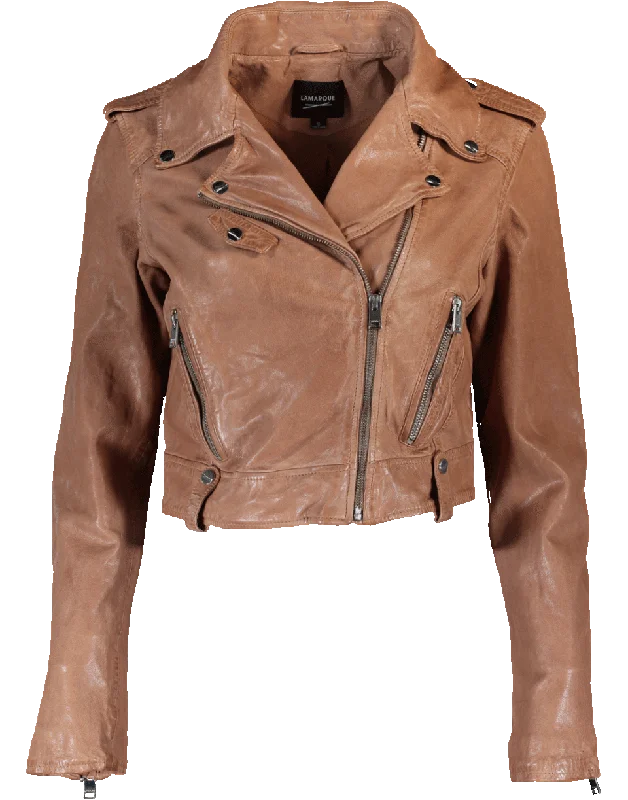 plus size winter coats for women -Ciara Cropped Leather Jacket