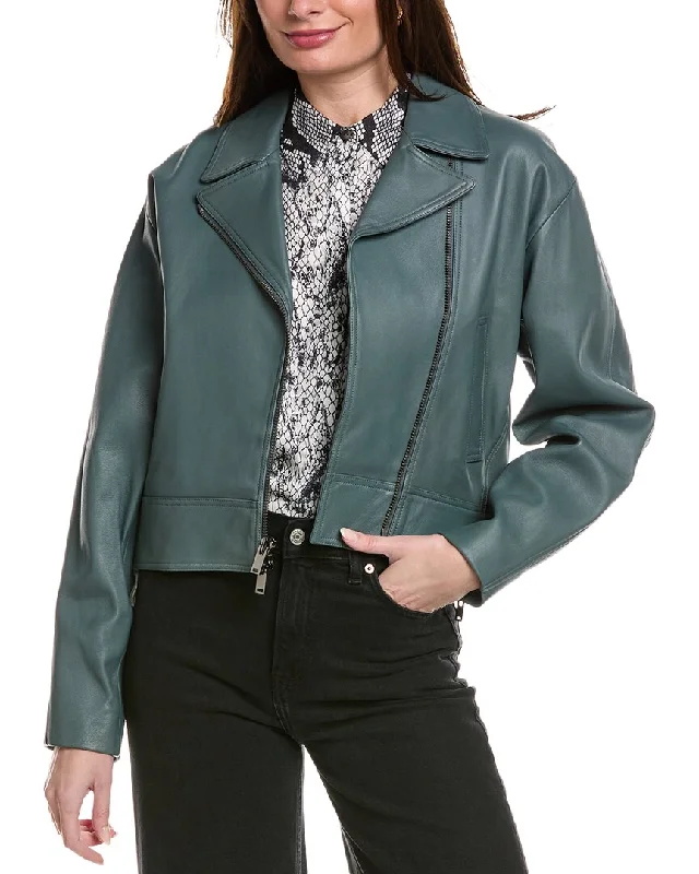 ladies' fur-lined coats -Theory Moto Jacket