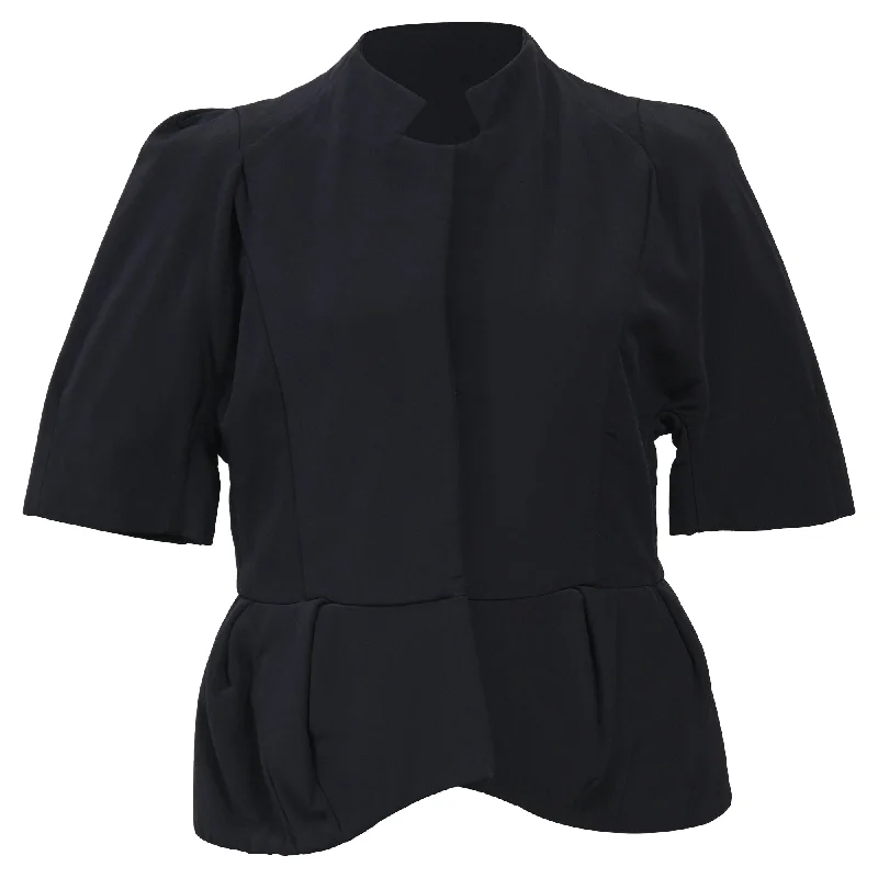 women's wrap coats -Marni Peplum Evening Jacket in Navy Blue Silk