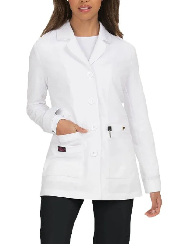 stylish puffer jackets for ladies -Betsey Johnson Canna Women's Stretch 5-Pocket Lab Coat