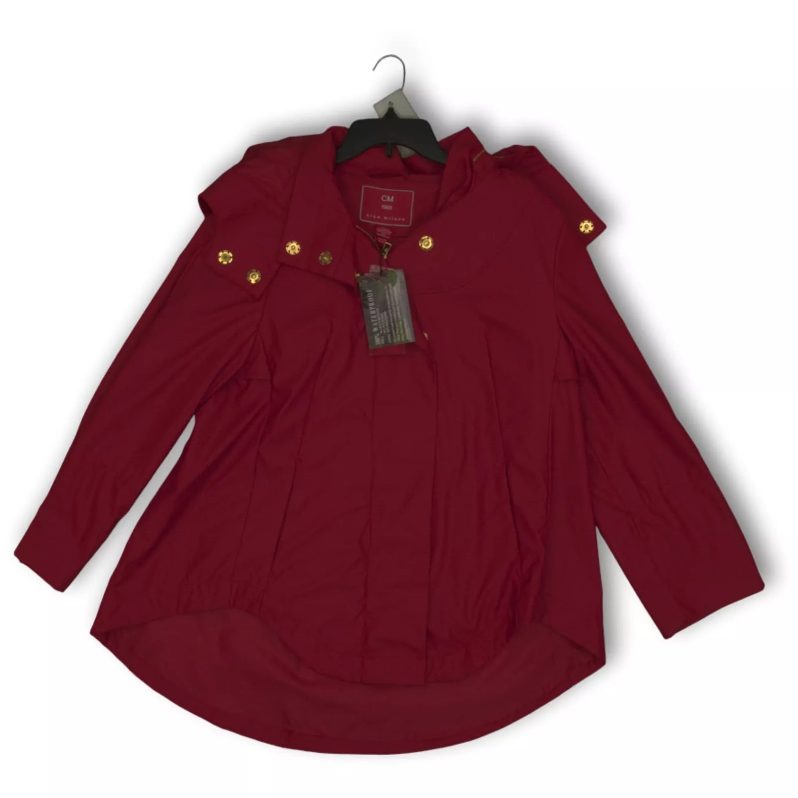 ladies' wool trench coats -Rain coat, Wind breaker water resistant -  Burgundy  Savina