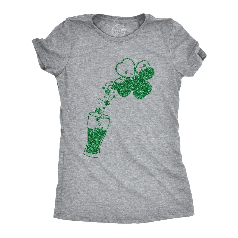 workwear tops for women -Pouring Glitter Shamrock Women's T Shirt