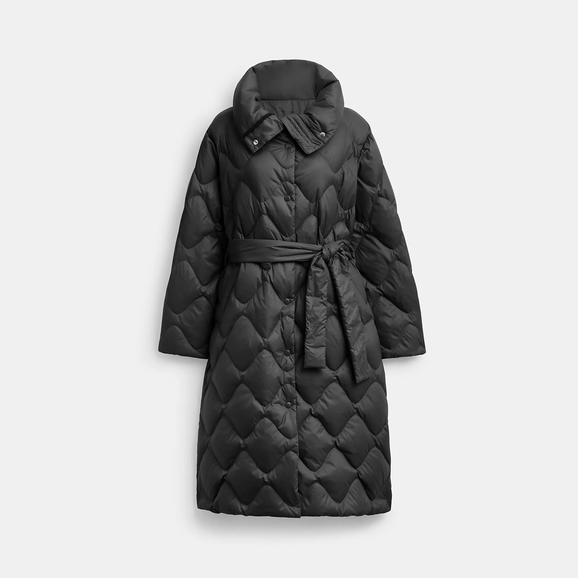 women's fur coats -Coach Outlet Quilted Long Puffer In Recycled Nylon