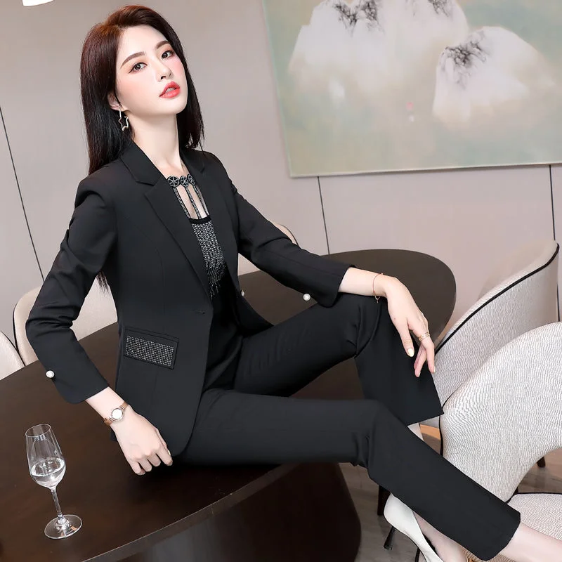 casual denim shorts for women -Winter Long Sleeve Formal Business Uniform Design Suit for Women