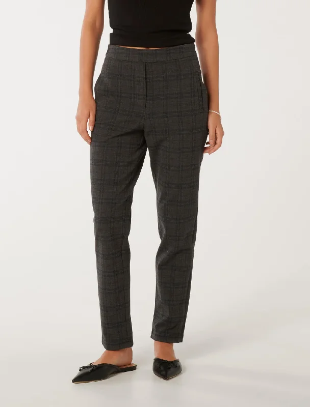 women's paper bag pants -Nelly Check Pants