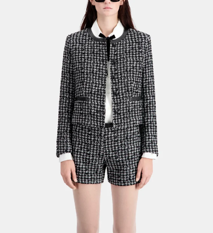 fashion jackets for women -Short Tweed Jacket