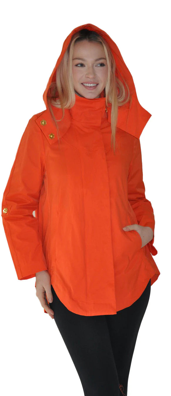 spring jackets for women -Rain coat, Wind breaker water resistant - HERMES ORANGE   Savina