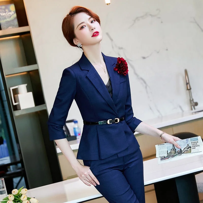 ladies' wrap skirts -Winter Long Sleeve OL Style Business Professional Pantsuit for Women