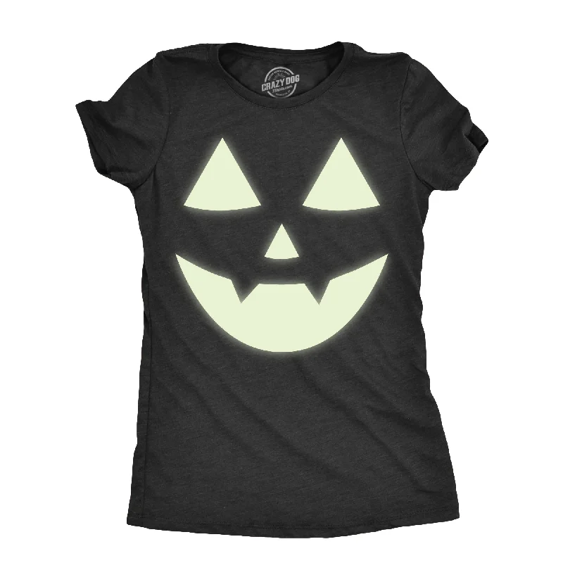 ruffle tops for ladies -Glow In The Dark Jack O Lantern Women's T Shirt