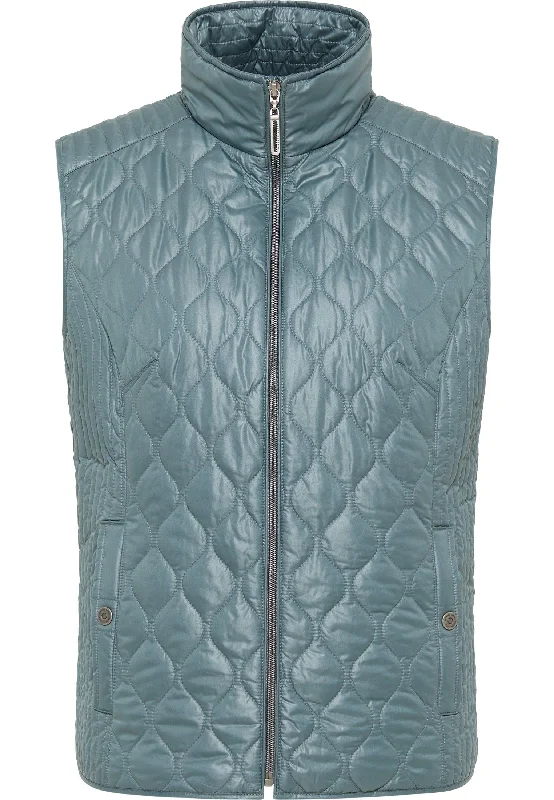 stylish outerwear for women -Barbara Lebek Womens Gilet with Hood- Ice Blue