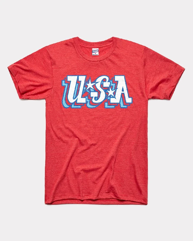 layered tops for ladies -USA Stars Heather Red T-Shirt