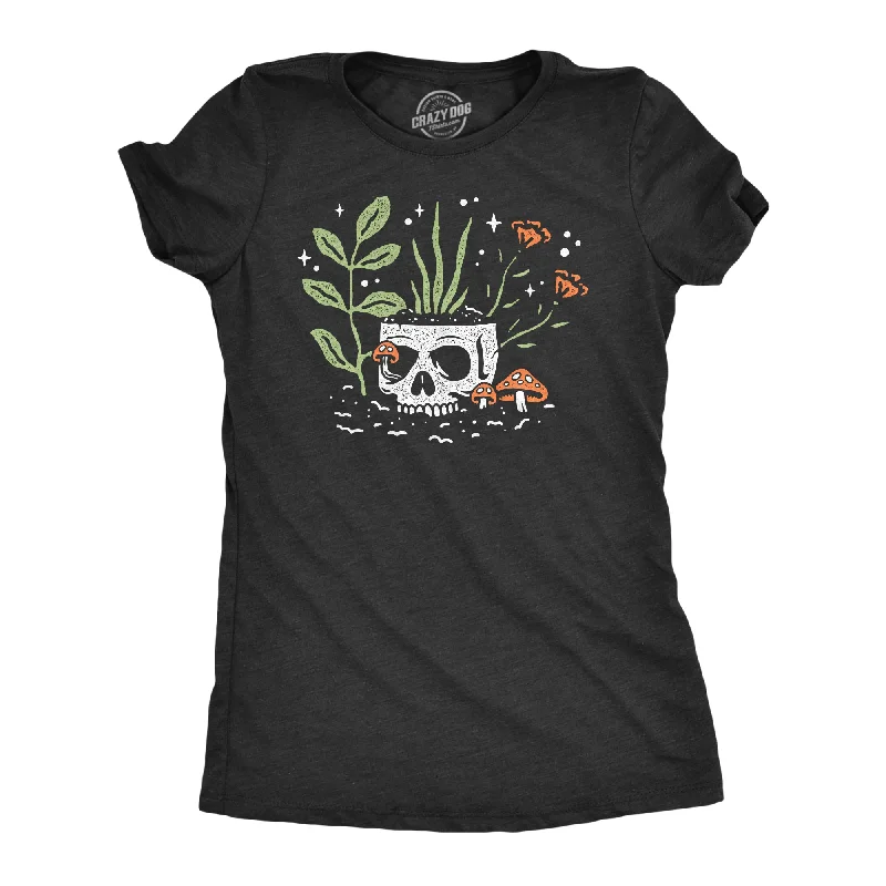 boyfriend fit shirts for women -Skull Flowers Women's T Shirt