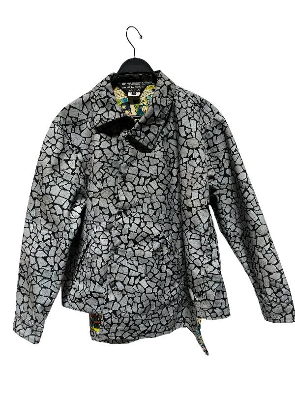 wool blend coats for women -COMME des GARCONS HOMME PLUS/Blouson/M/Polyester/GRY/All Over Print/COMIC PRINT