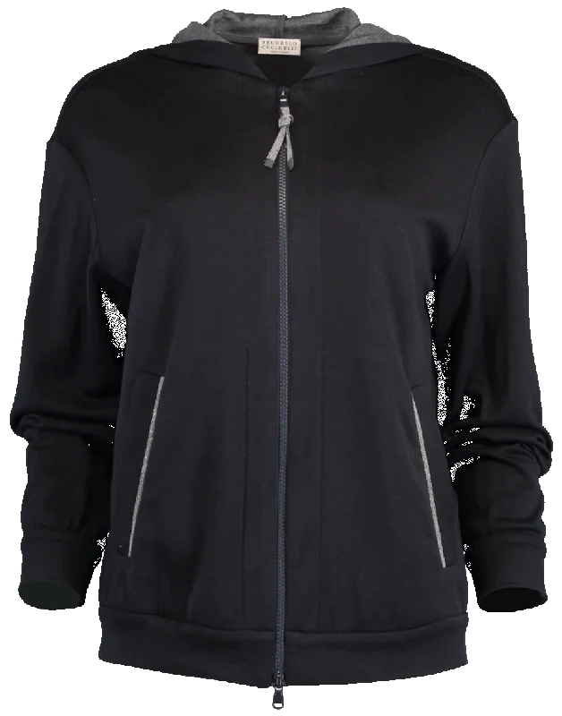 zip-up jackets for women -Hooded Spa Jacket