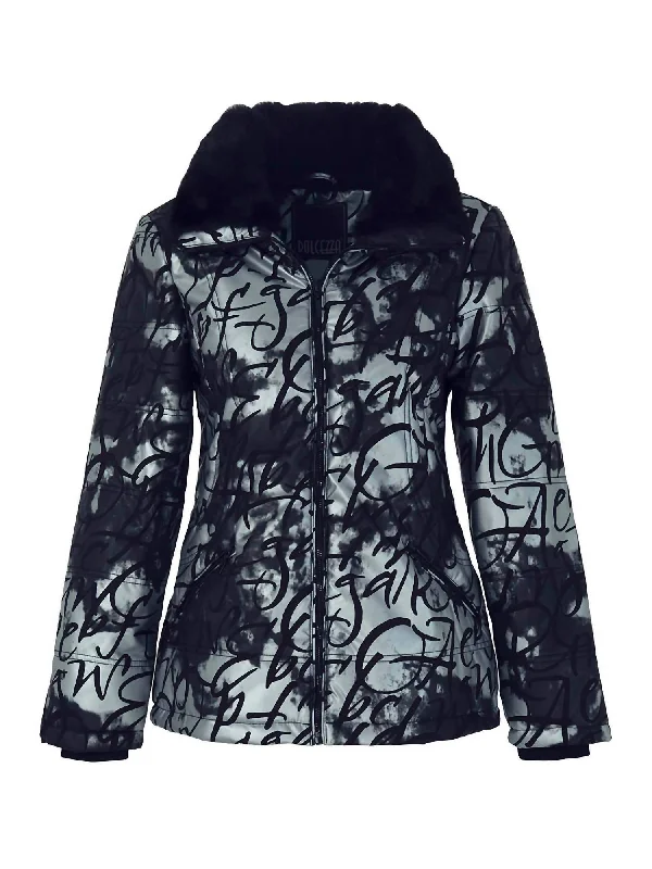 women's raincoats -Woven Jacket In Black/silver