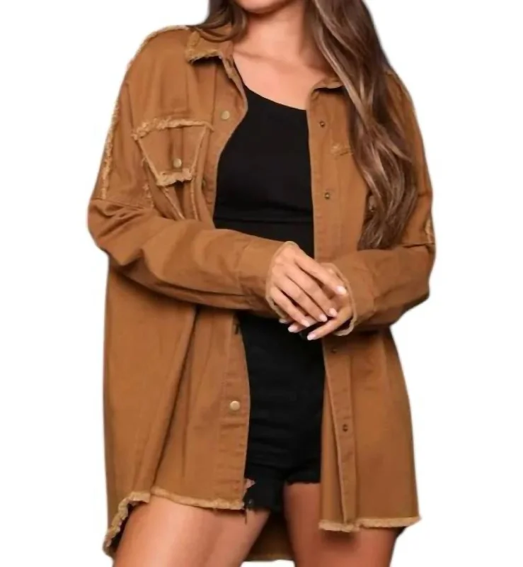 women's knitted coats -Rock And Roll Jacket In Camel