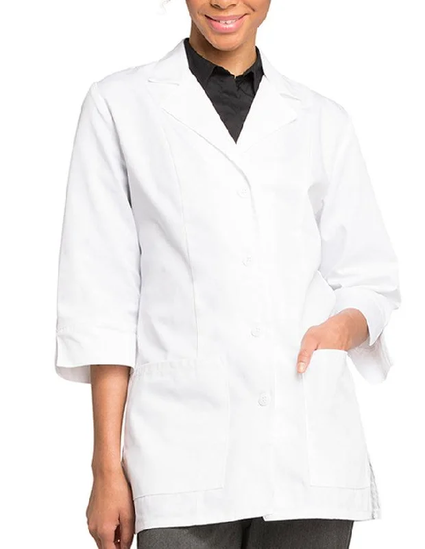 classic trench coats for women -Cherokee 30.5 Inch Women's Three Quarter Sleeve White Lab Coat